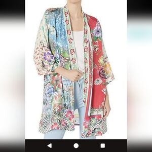 Johnny Was Kukui Silk Kimono Jacket Cardigan Top Size Small